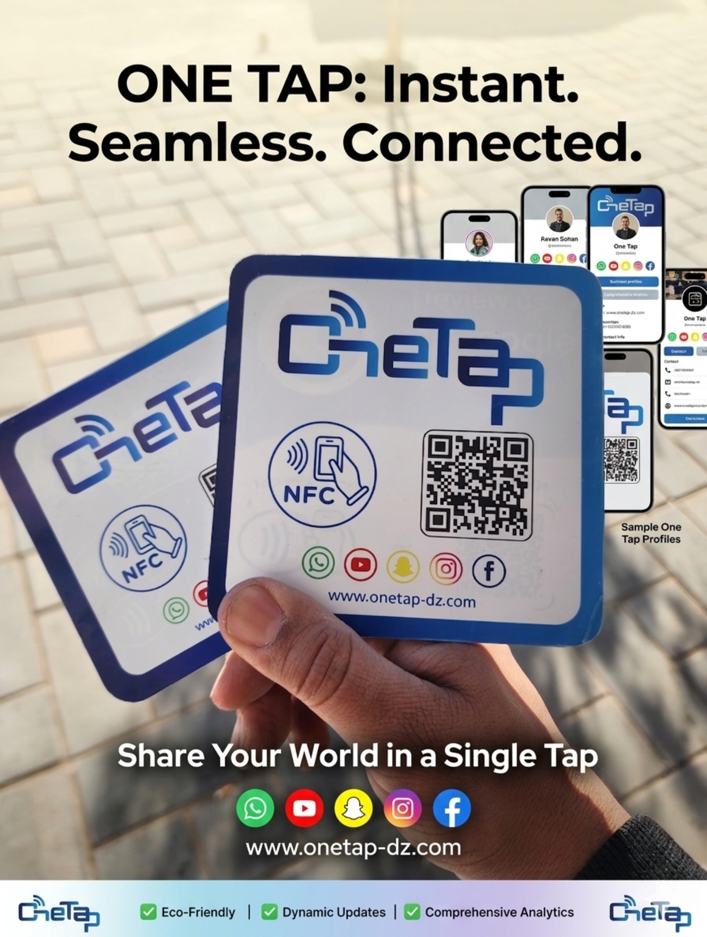 لوحة OneTap للمتاجر (NFC + QR)